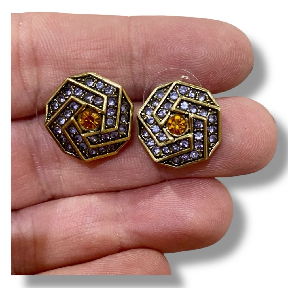 Heidi Daus Crystal Pave Geometric Pierced Stud Earrings